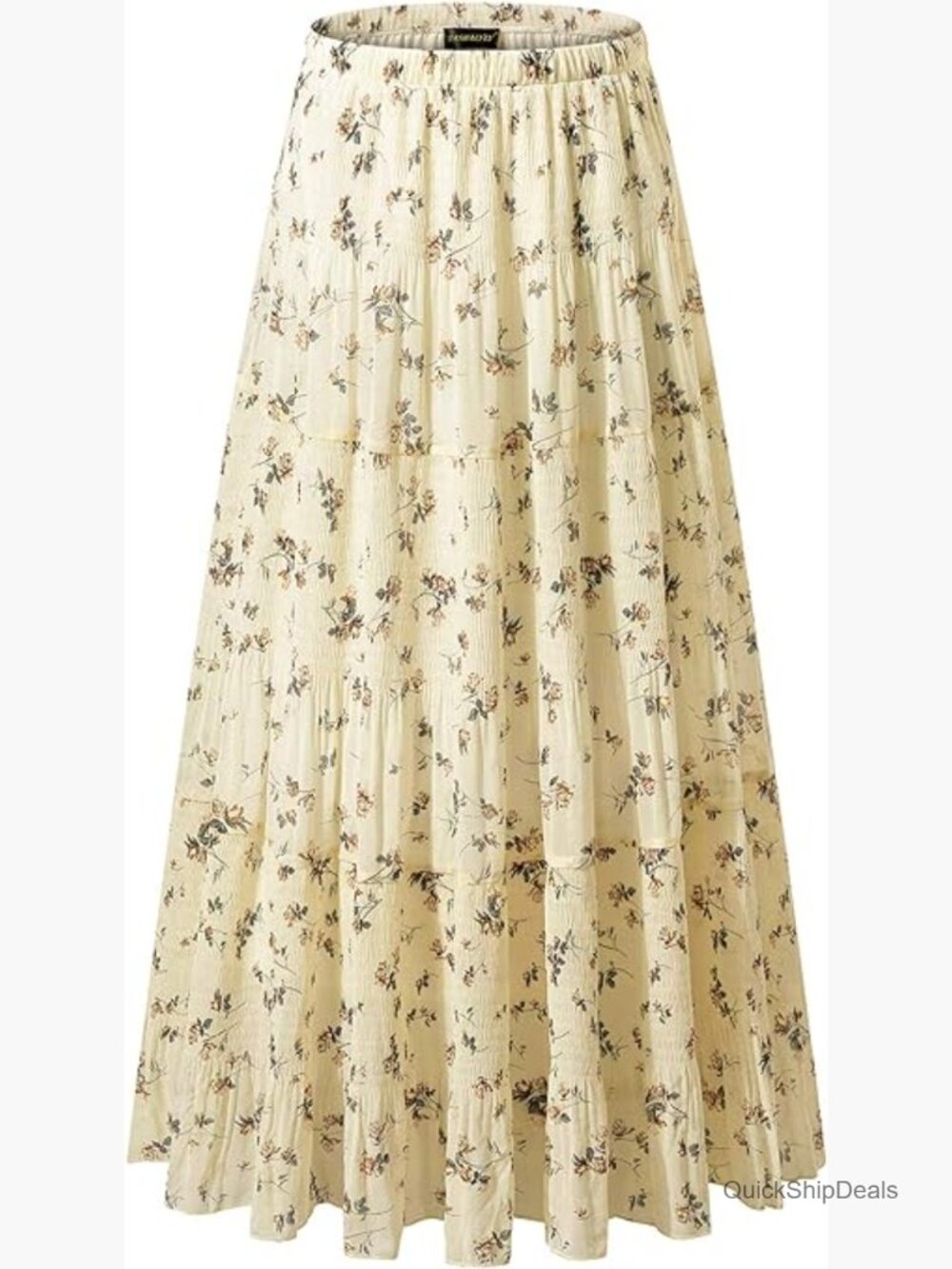 Chiffon Elastic High Waist Pleated A-Line Flared Maxi Skirt